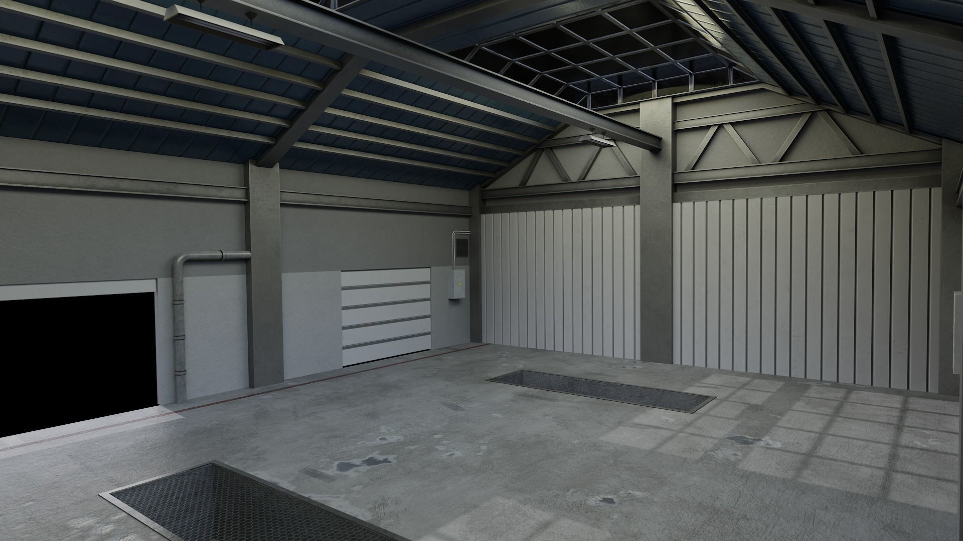 Car Garage Autoservice Building Low-poly 3D model_1