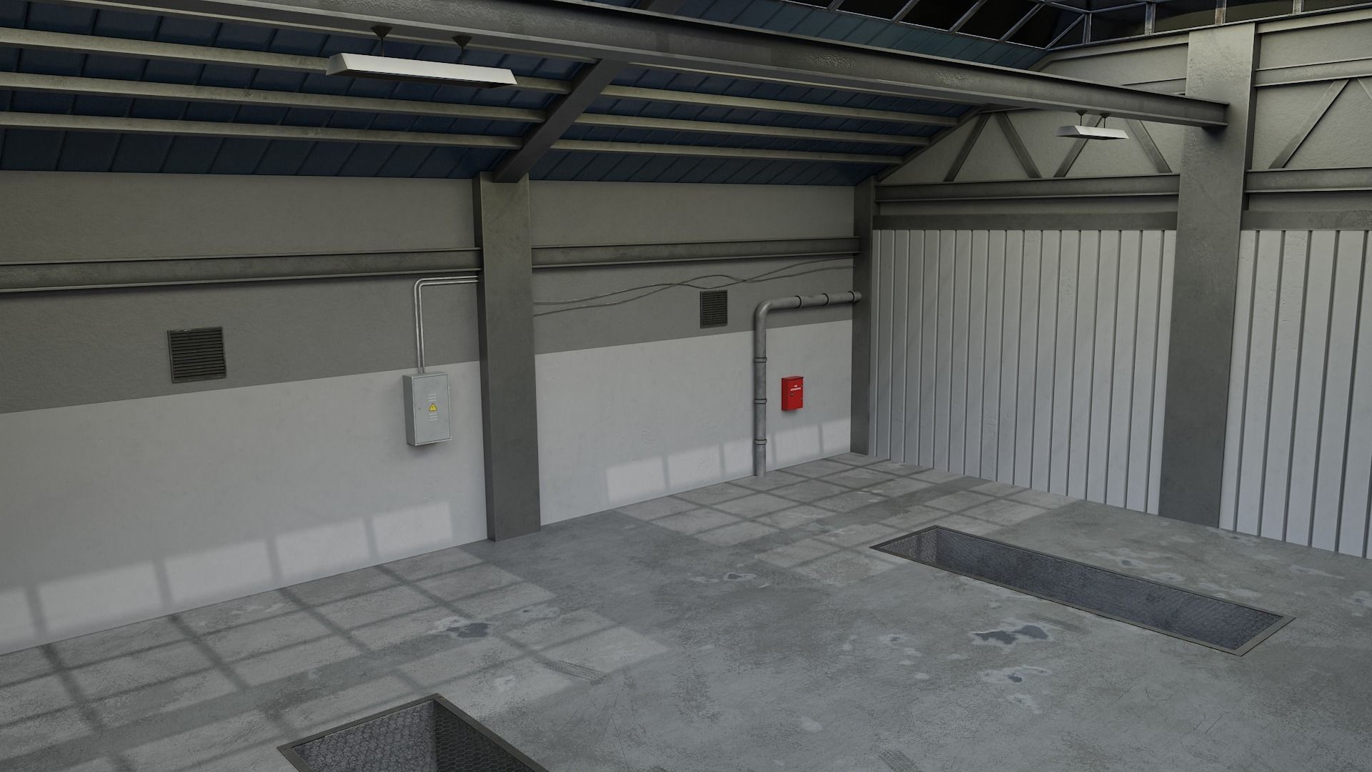 Car Garage Autoservice Building Low-poly 3D model_7