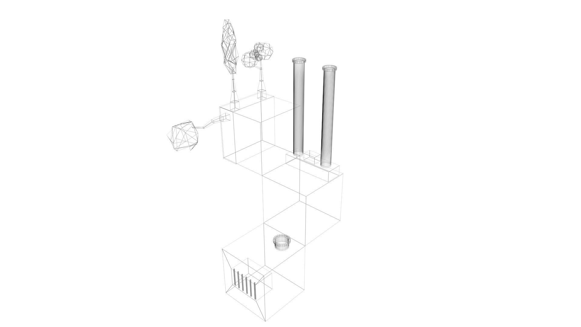 Low Poly Cube World Low-poly 3D model_8
