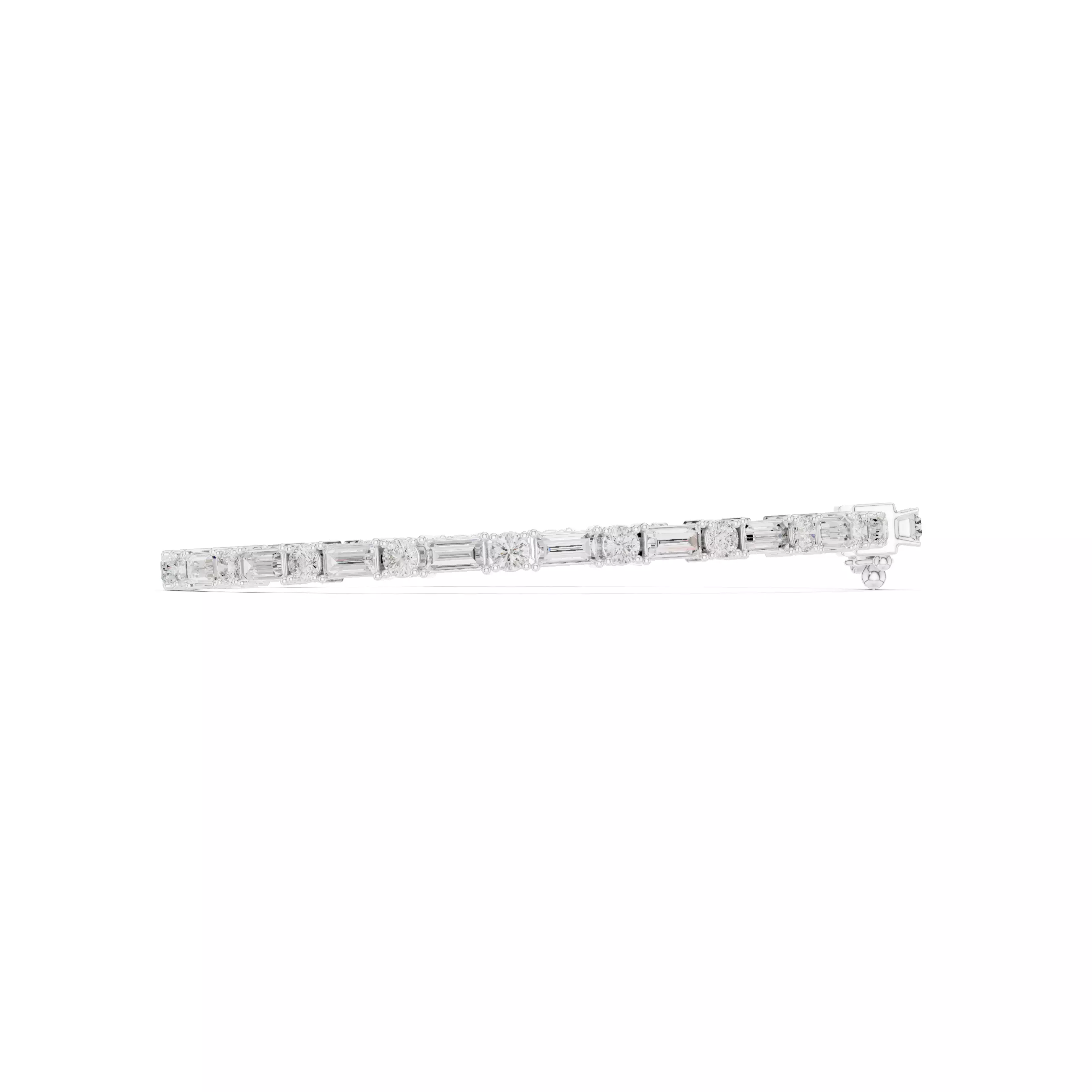 Round and Baguette Cut Diamond Mens Tennis Bracelet with Video 3D print model_11