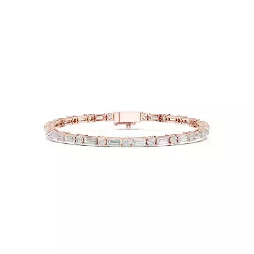 Round and Baguette Cut Diamond Mens Tennis Bracelet with Video 3D print model