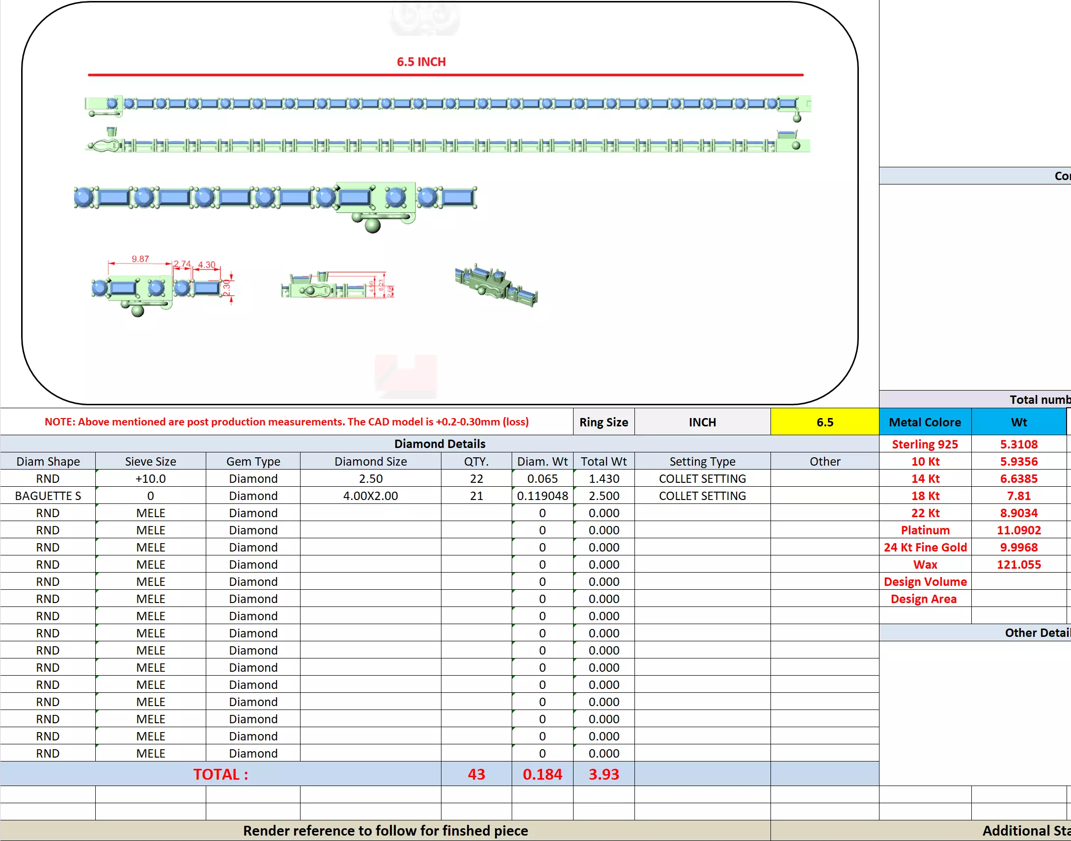 Round and Baguette Cut Diamond Mens Tennis Bracelet with Video 3D print model_13