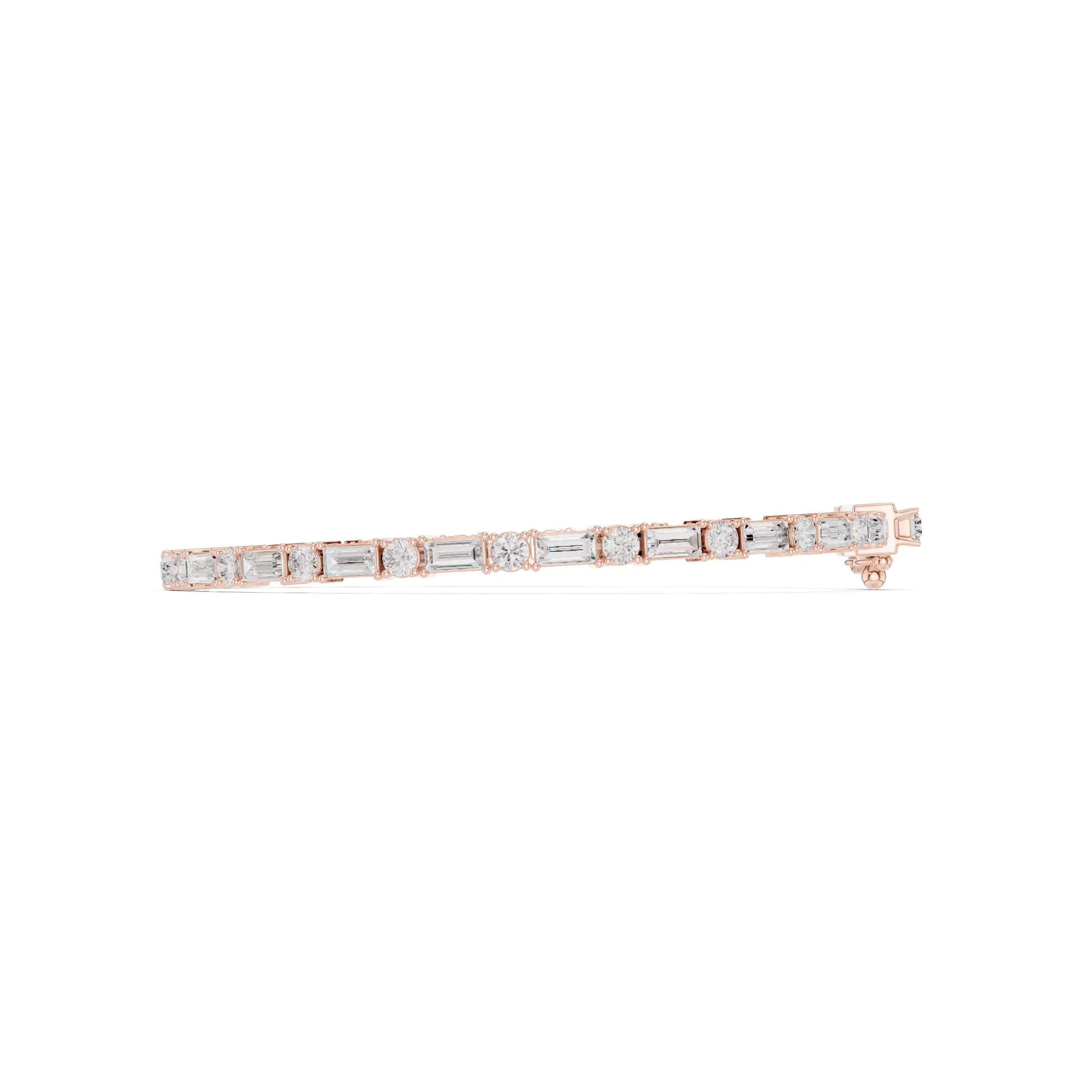 Round and Baguette Cut Diamond Mens Tennis Bracelet with Video 3D print model_5