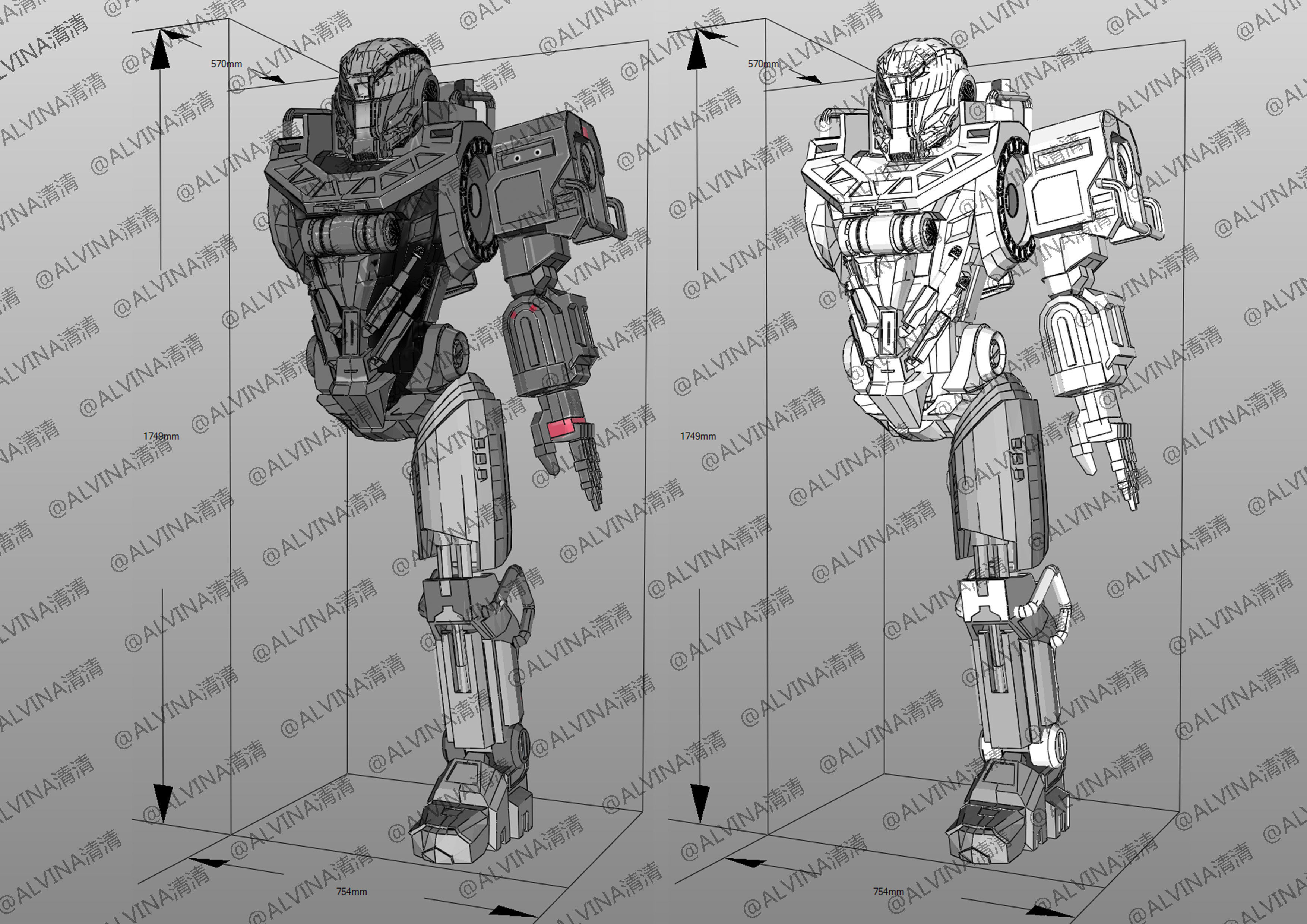 Incarnation - MU-2 Heavy Duty Mecha Armor - DIY Cosplay Pepakura Low-poly 3D model_2