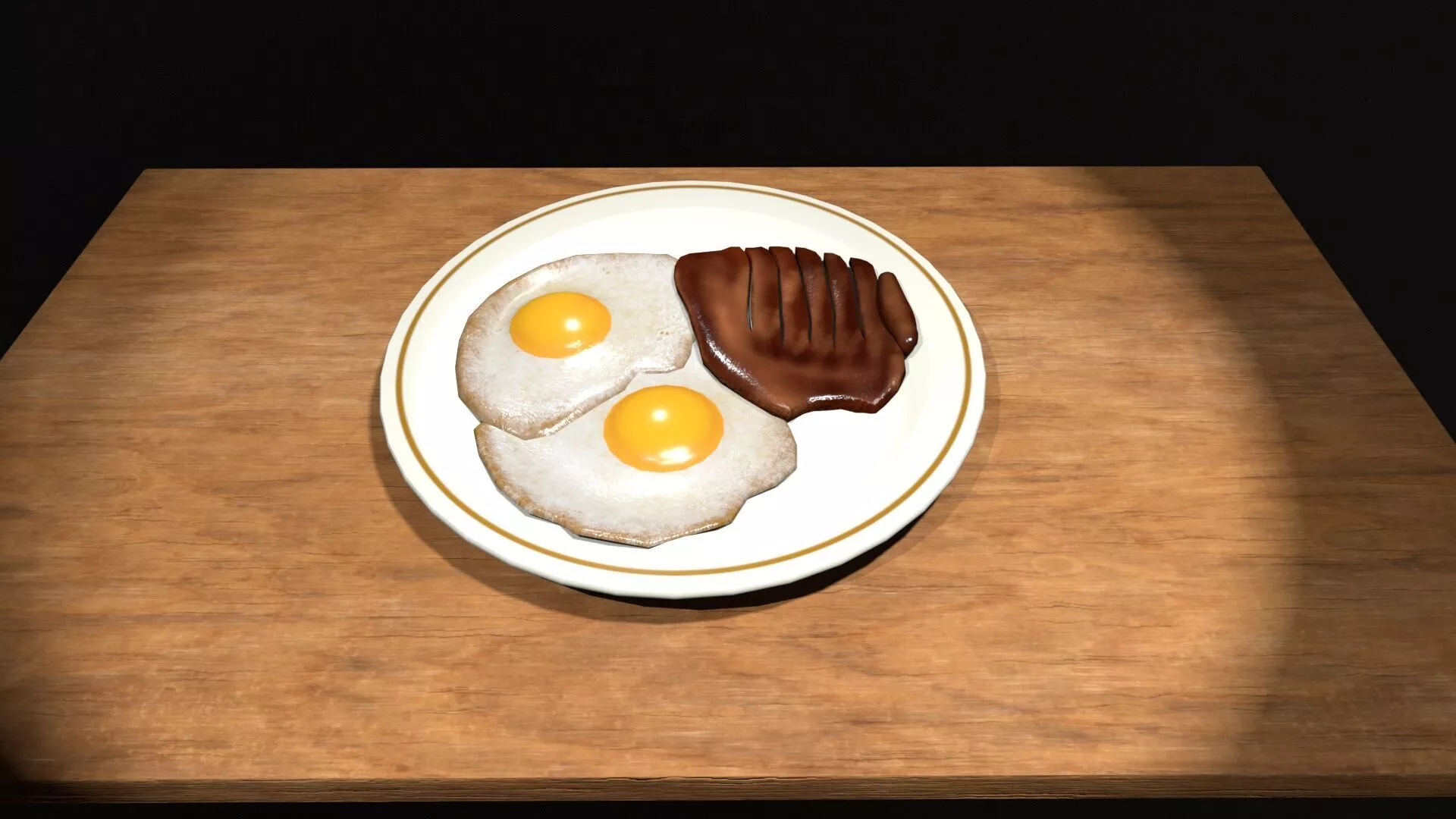 Steak and Eggs LowPoly Model Low-poly 3D model