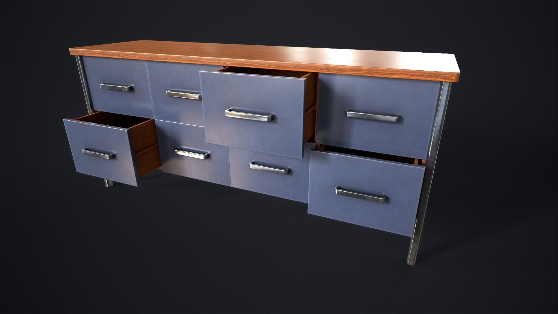 Office lockers with drawers Low-poly 3D model_6
