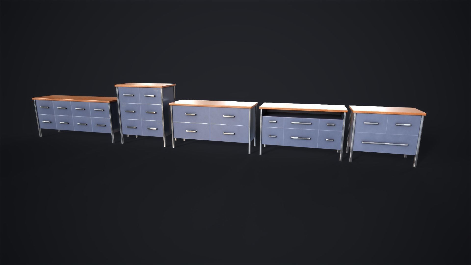 Office lockers with drawers Low-poly 3D model_1