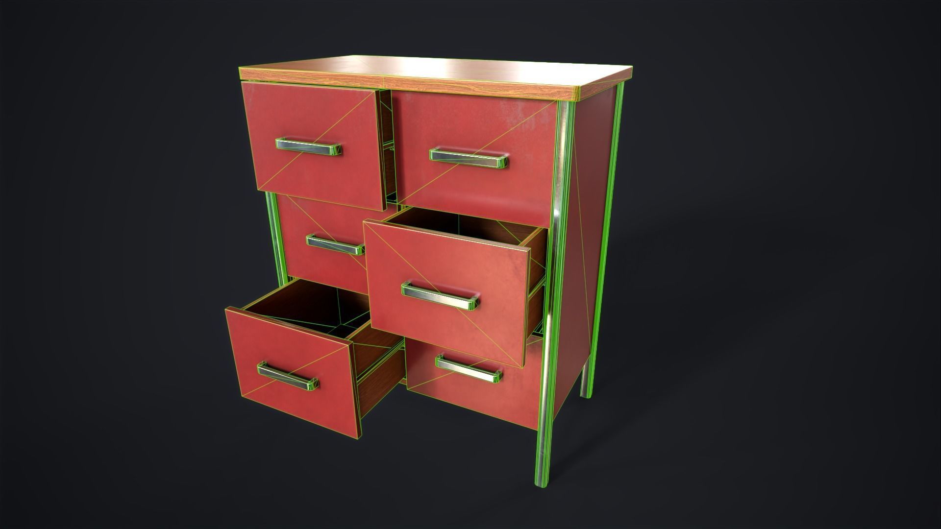 Office lockers with drawers Low-poly 3D model_19