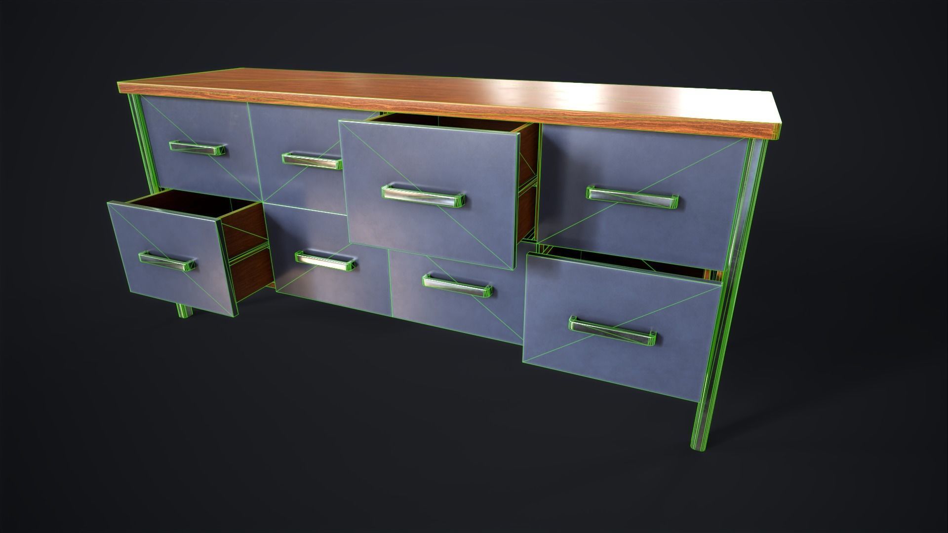Office lockers with drawers Low-poly 3D model_18
