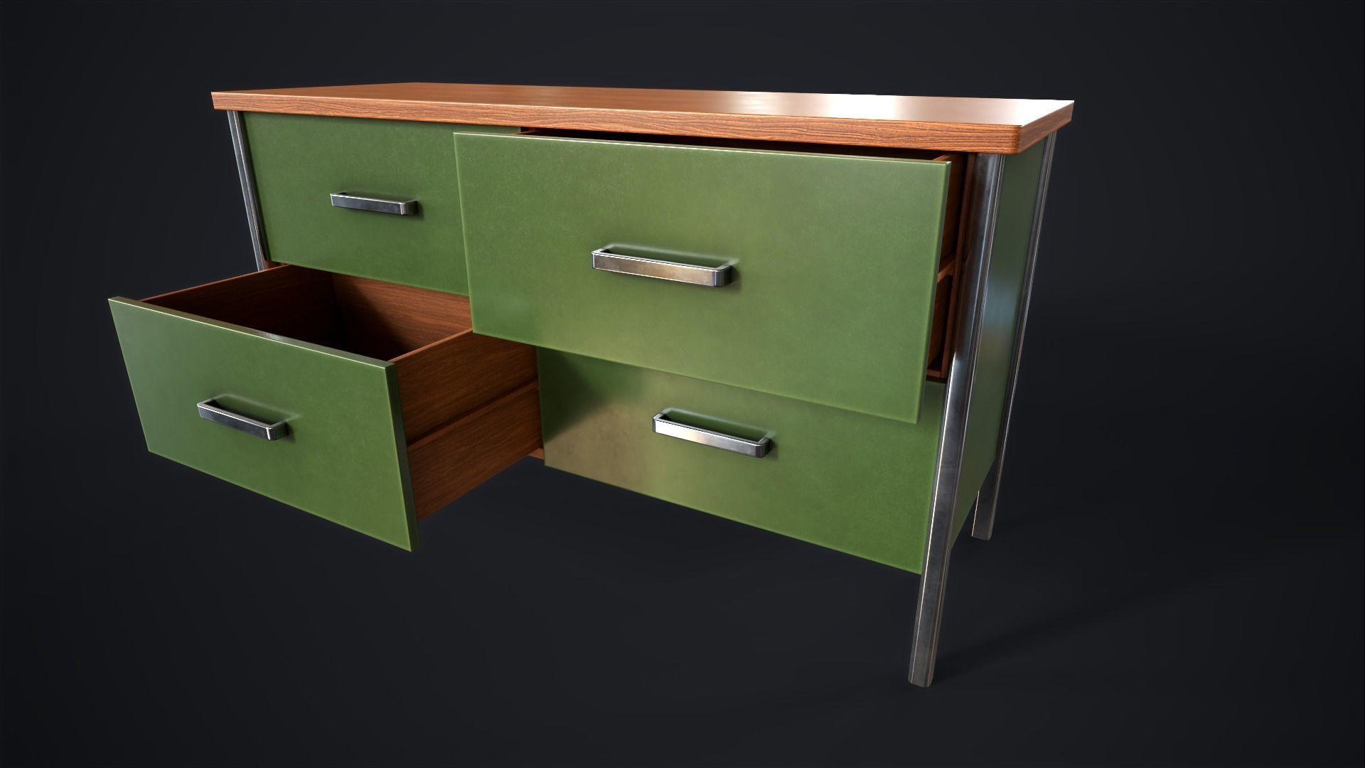 Office lockers with drawers Low-poly 3D model_8