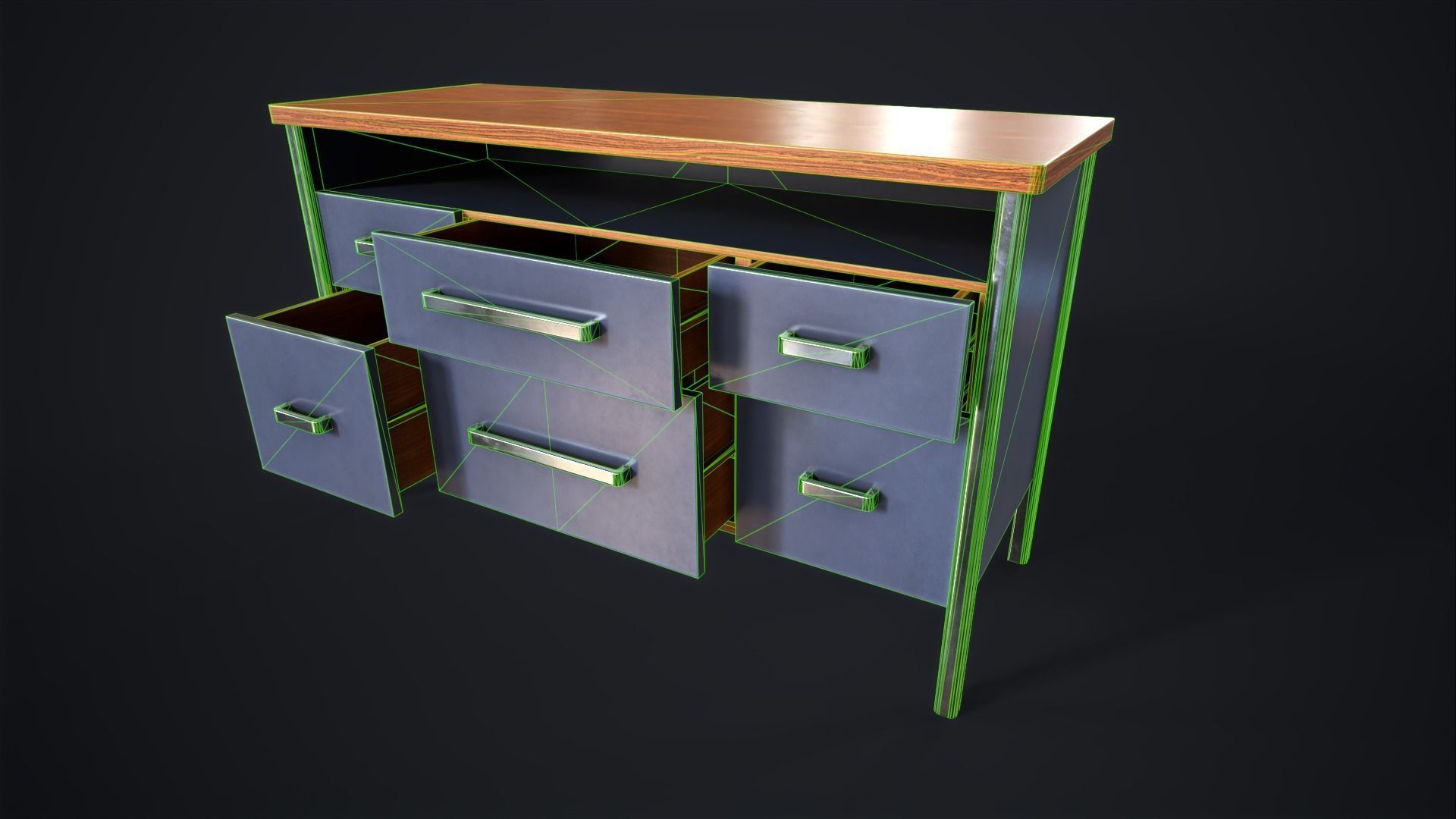 Office lockers with drawers Low-poly 3D model_15