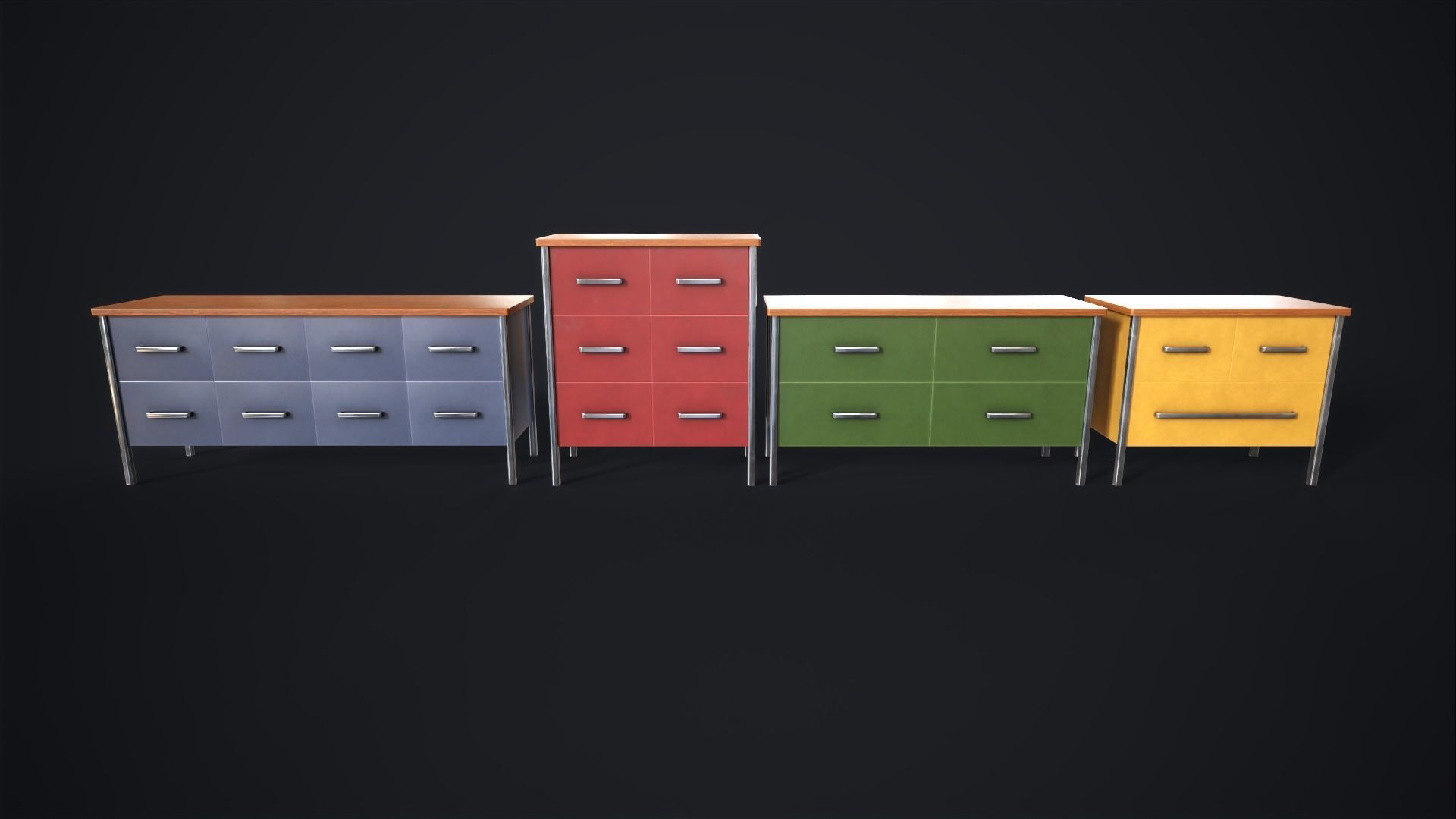 Office lockers with drawers Low-poly 3D model_2
