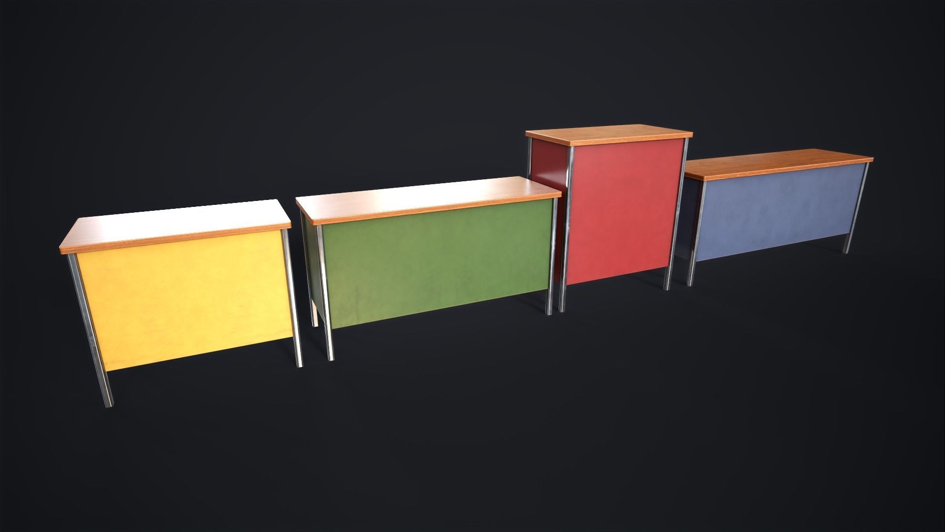 Office lockers with drawers Low-poly 3D model_3