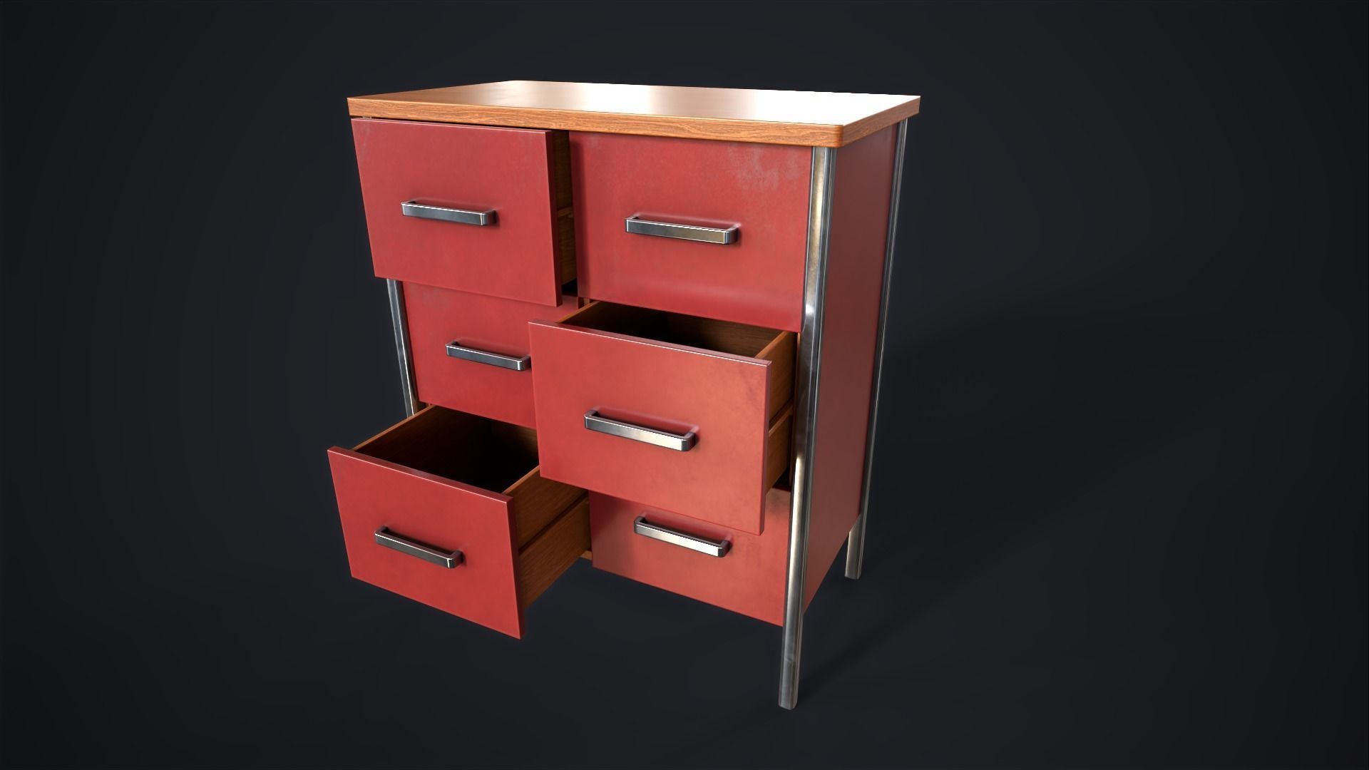 Office lockers with drawers Low-poly 3D model_7
