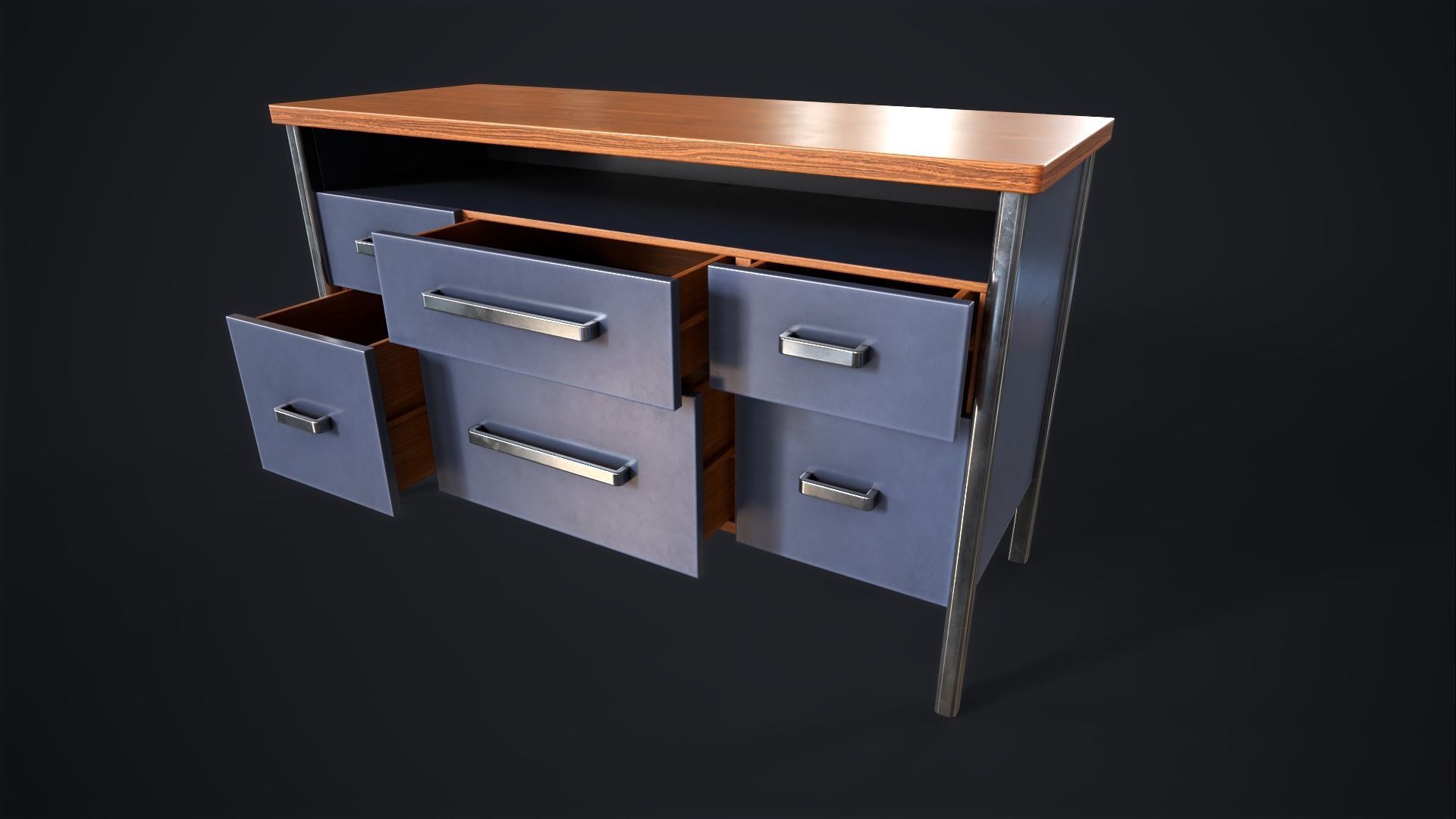 Office lockers with drawers Low-poly 3D model_9
