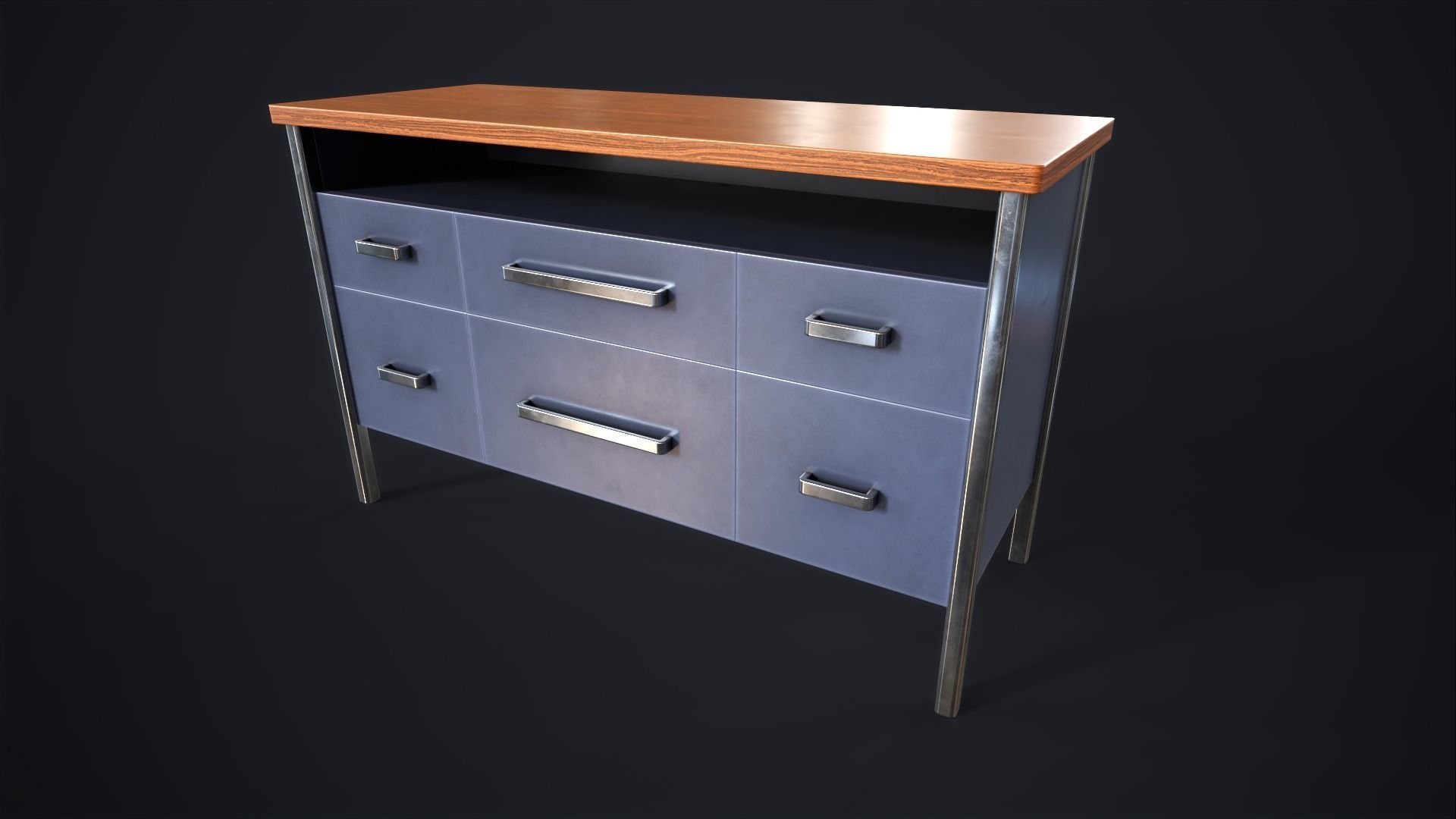 Office lockers with drawers Low-poly 3D model_13