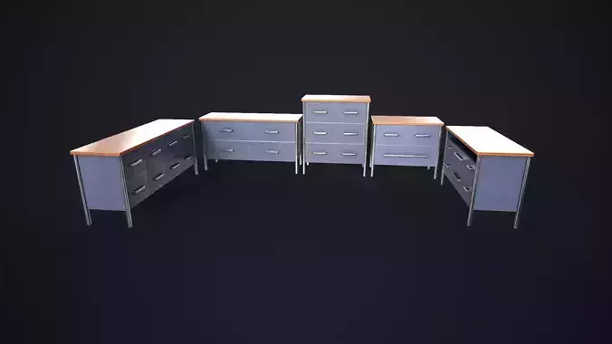 Office lockers with drawers Low-poly 3D model