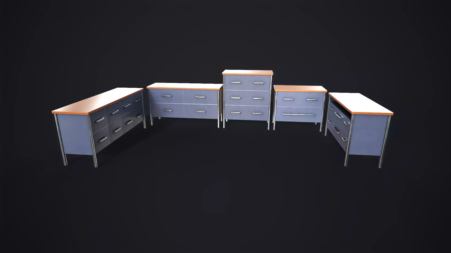 Office lockers with drawers Low-poly 3D model_0