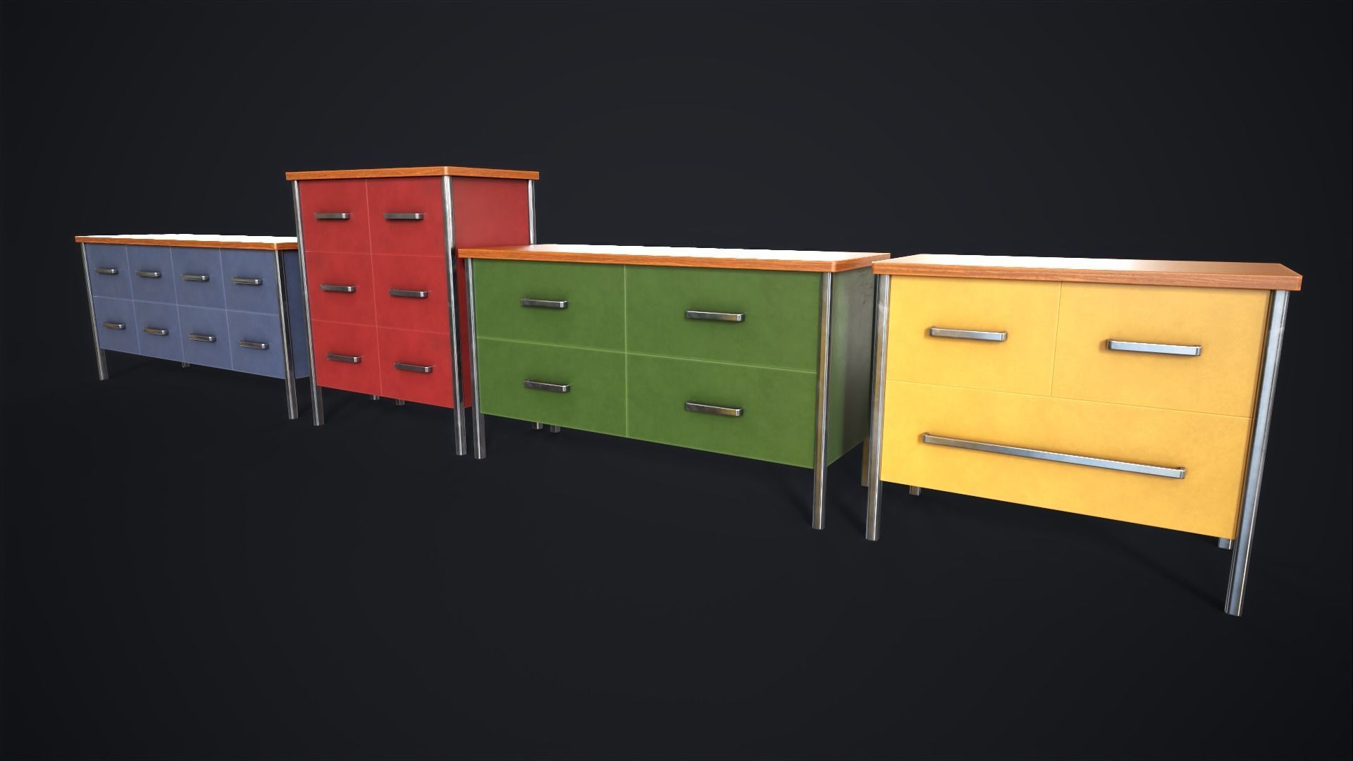 Office lockers with drawers Low-poly 3D model_4