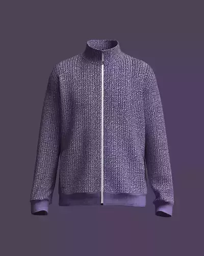 Mens Sweater Jacket with High Neck Full Zip and Pockets 