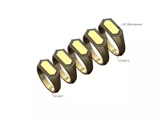 Diamond platform knife edge signet ring US sizes 7to10