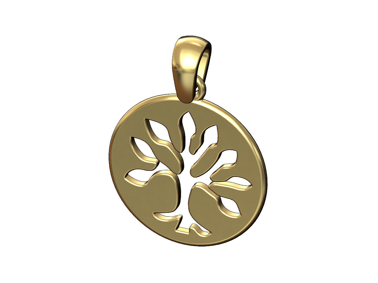 Round tree of life engraving pendant and charm 3D print model_4