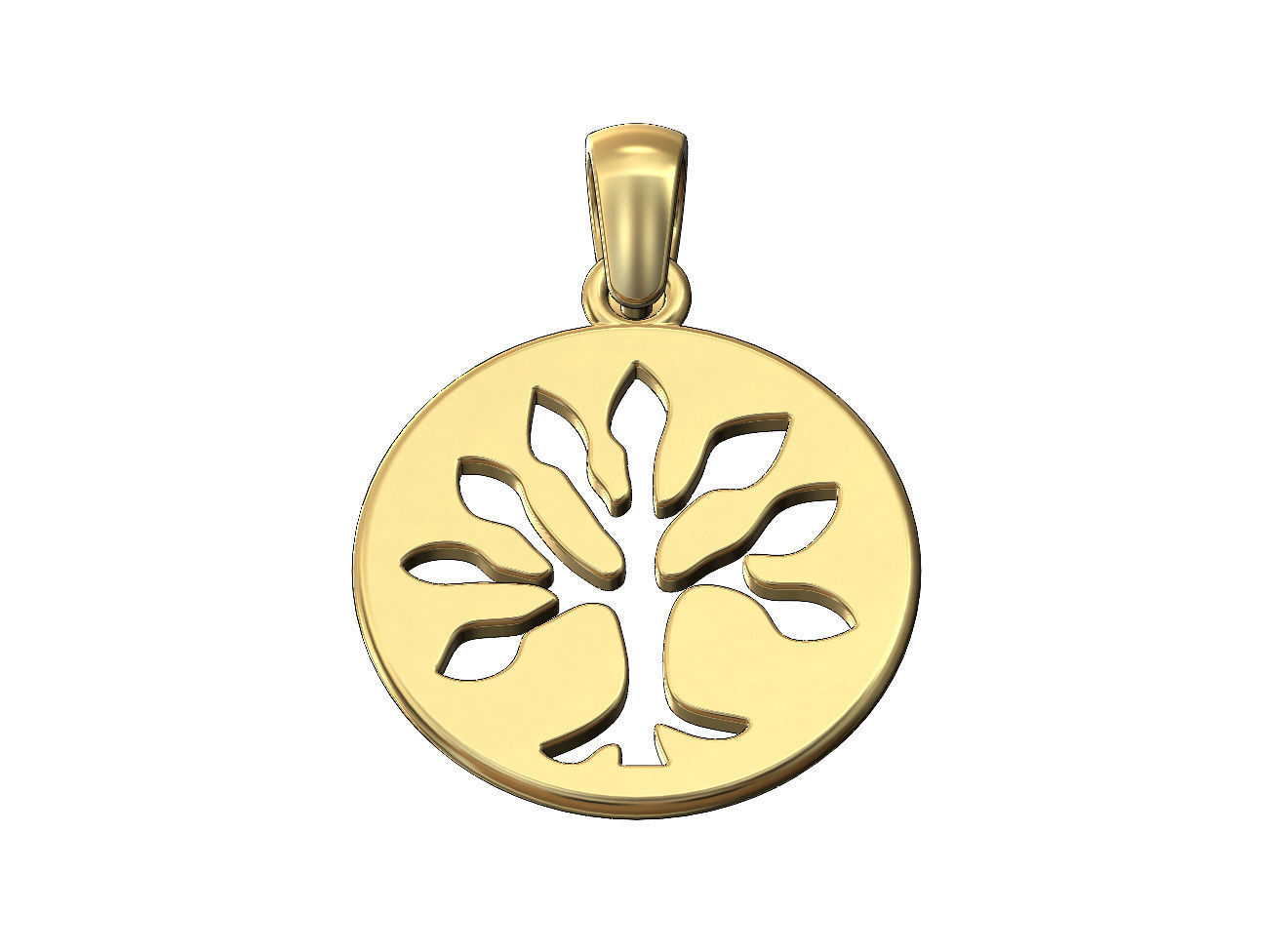 Round tree of life engraving pendant and charm 3D print model_2