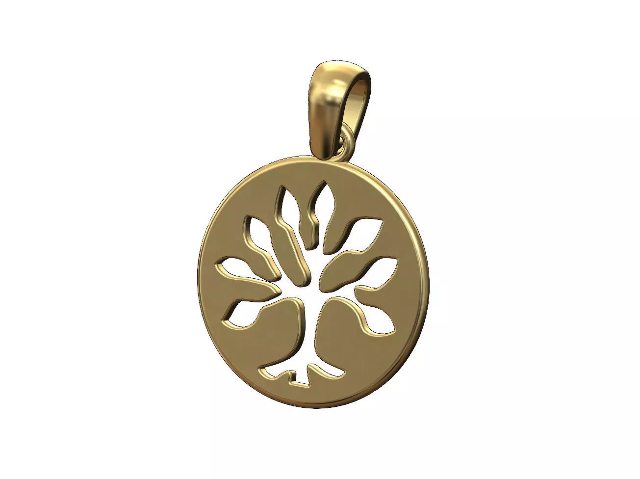 Round tree of life engraving pendant and charm 3D print model_0