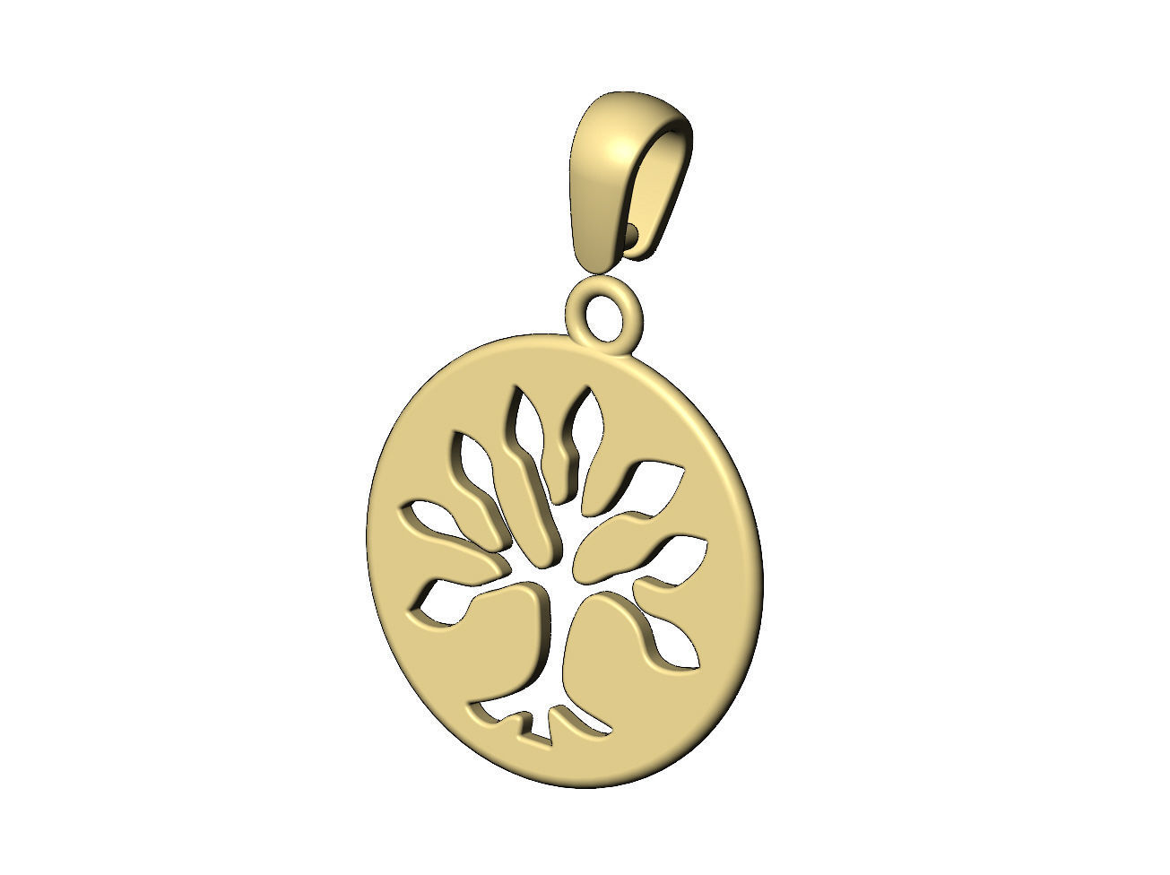 Round tree of life engraving pendant and charm 3D print model_5
