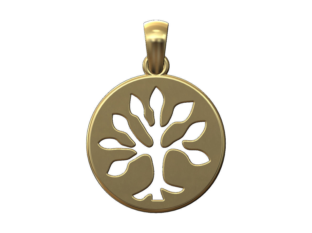 Round tree of life engraving pendant and charm 3D print model_1