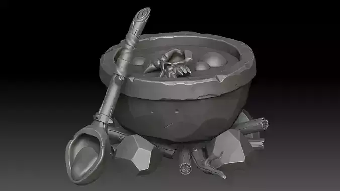 stylized witch cauldron 3D model