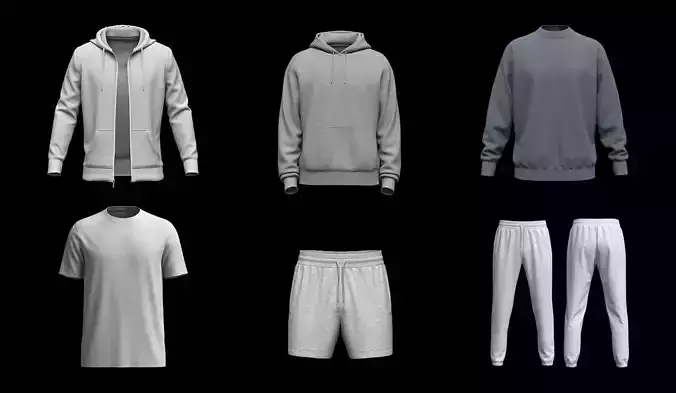 My 6 Best Selling 3d Models Hoodies  Shorts  Joggers and T Shirt 3D Model Collection