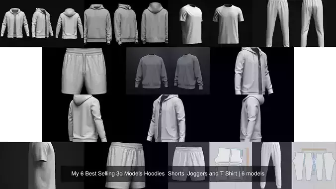My 6 Best Selling 3d Models Hoodies  Shorts  Joggers and T Shirt