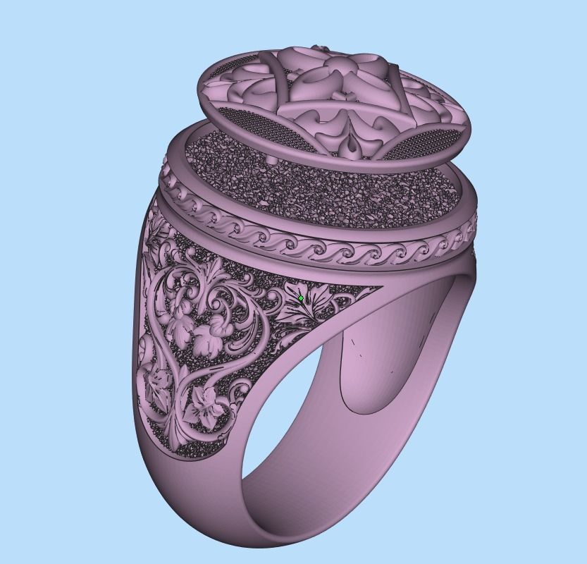 Vintage patterned ring with gold insert 794 3D print model_14