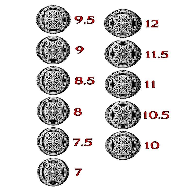 Vintage patterned ring with gold insert 794 3D print model_13