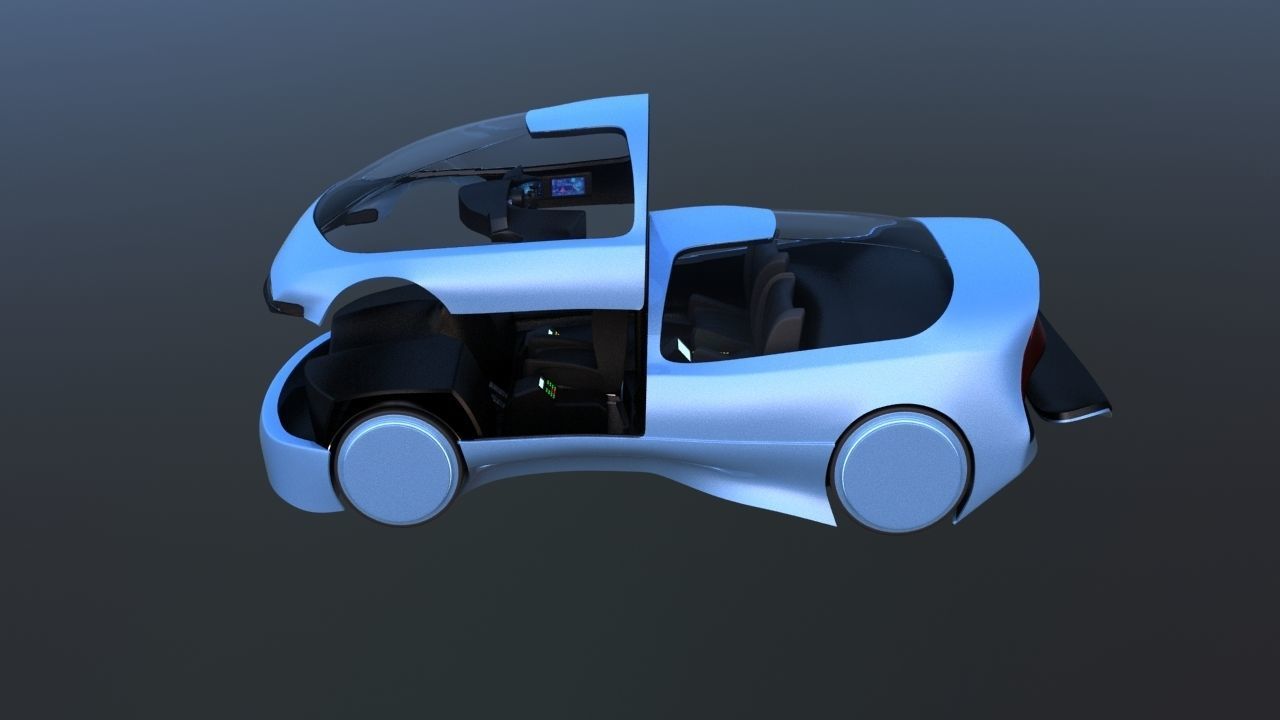 Futuristic Concept Car from 90s movie 3D model_18