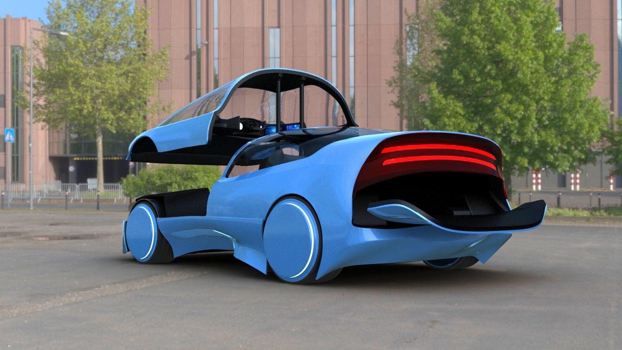 Futuristic Concept Car from 90s movie 3D model_4