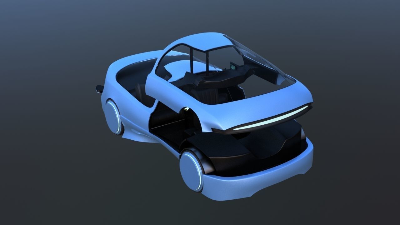 Futuristic Concept Car from 90s movie 3D model_23