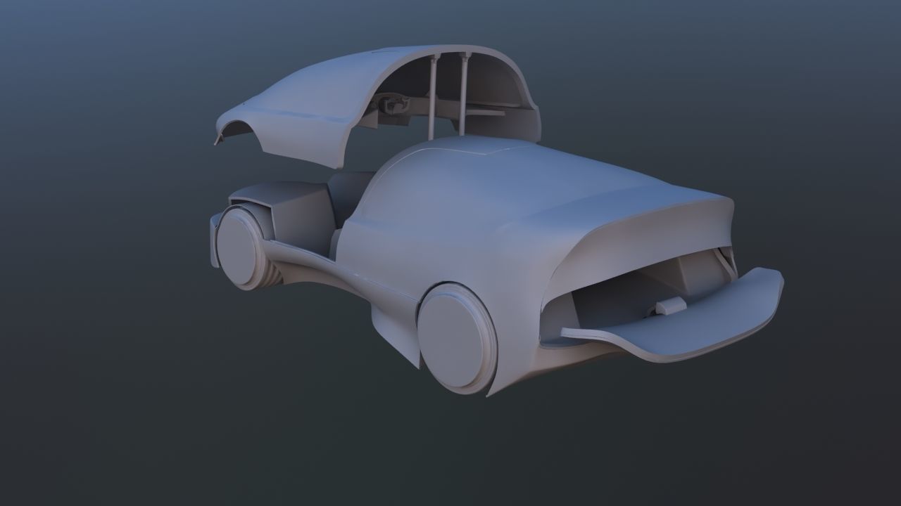 Futuristic Concept Car from 90s movie 3D model_44