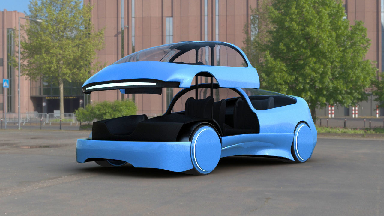 Futuristic Concept Car from 90s movie 3D model_3