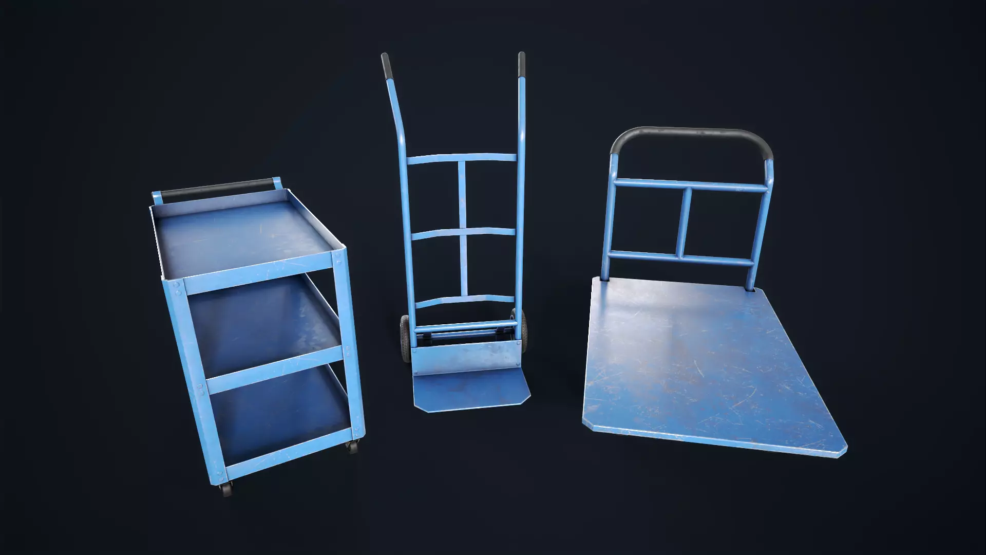 Industrial trolleys Low-poly 3D model_0