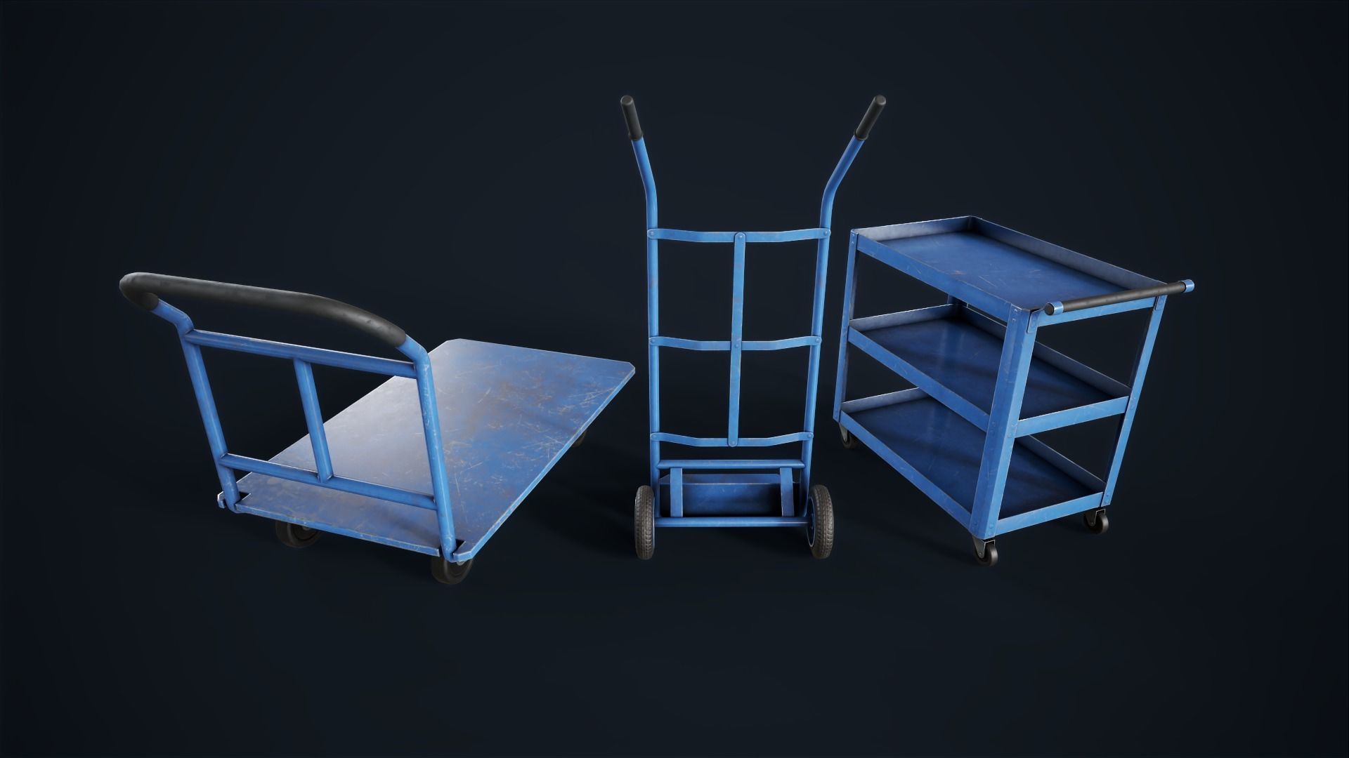 Industrial trolleys Low-poly 3D model_2