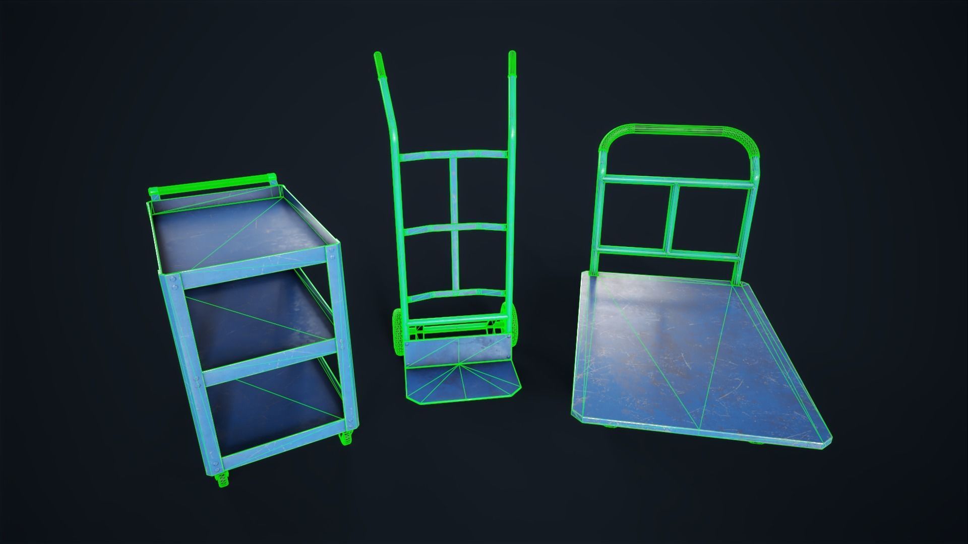 Industrial trolleys Low-poly 3D model_21