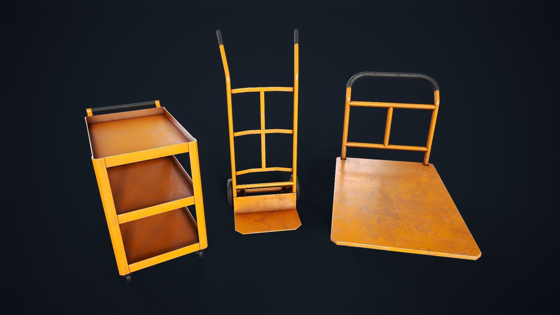 Industrial trolleys Low-poly 3D model_1