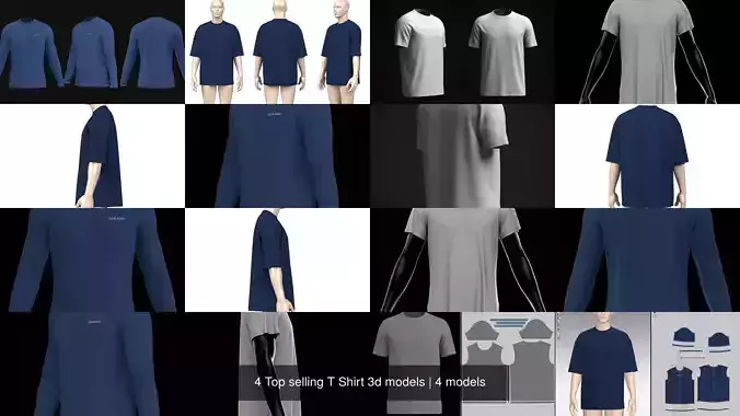 4 Top selling T Shirt 3d models