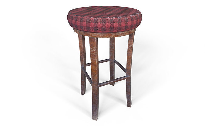Old Stool Low-poly 3D model