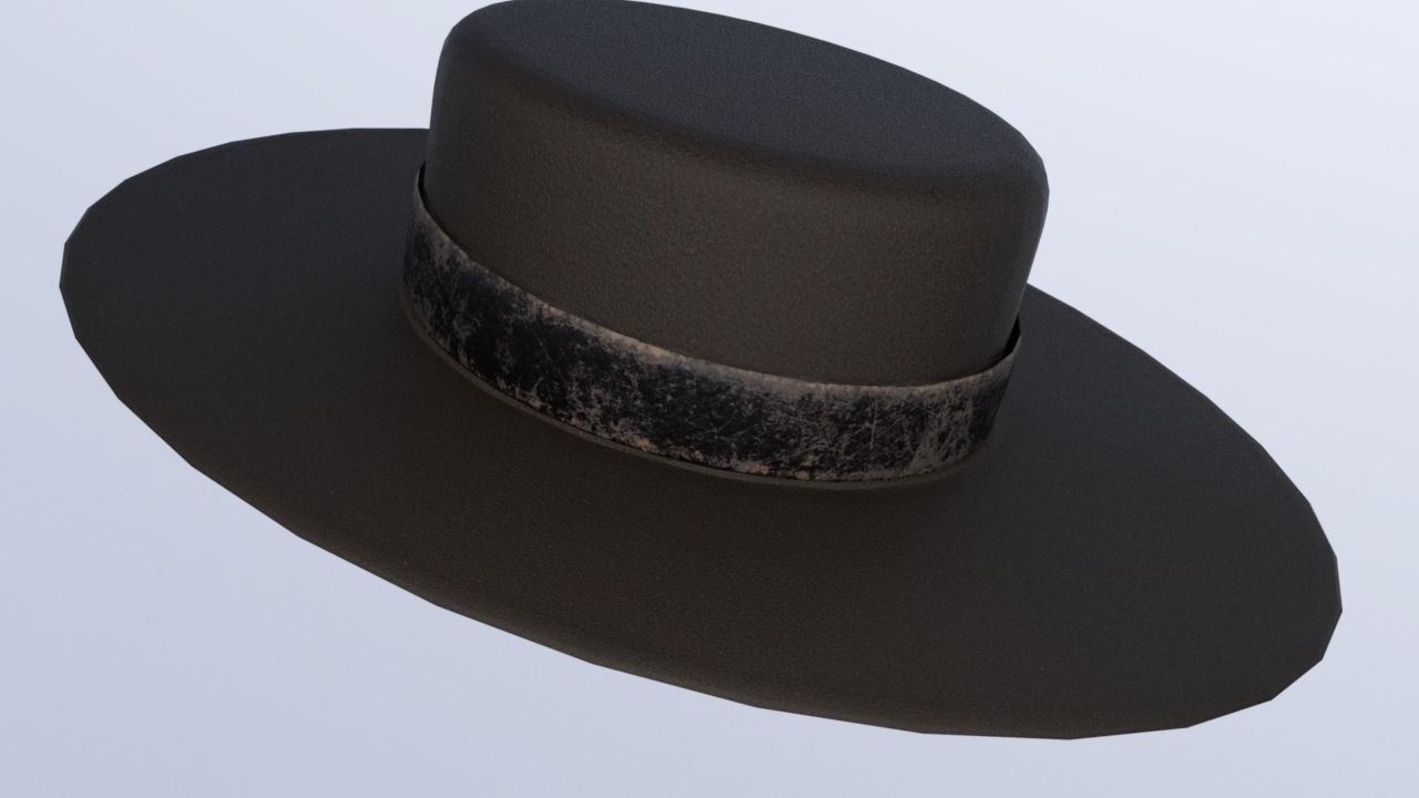 Cowboy hat Low-poly 3D model_3