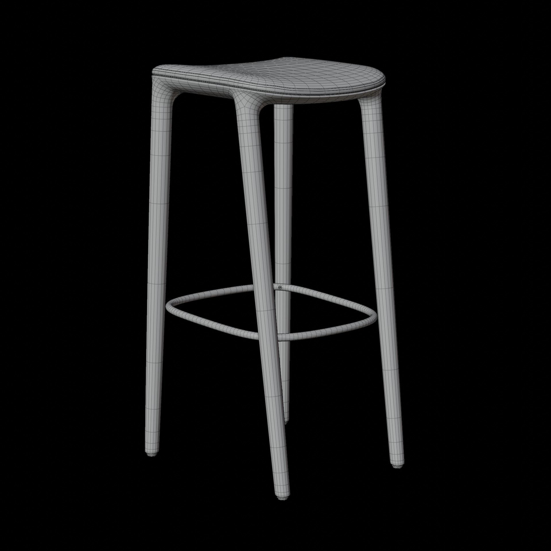 Wooden Bar Stool 3D Model Artisan Neva Bar Stool 3D model_4