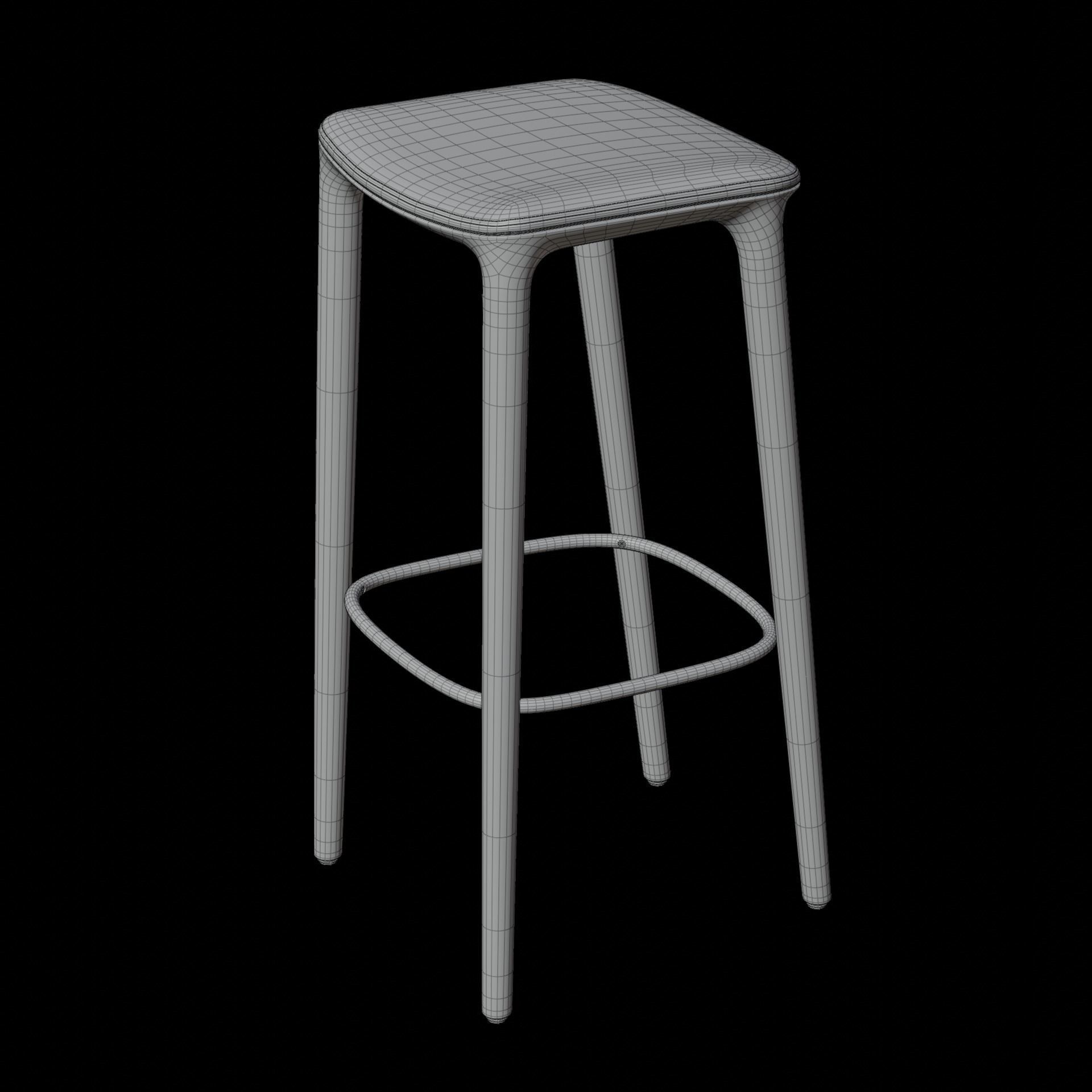 Wooden Bar Stool 3D Model Artisan Neva Bar Stool 3D model_5
