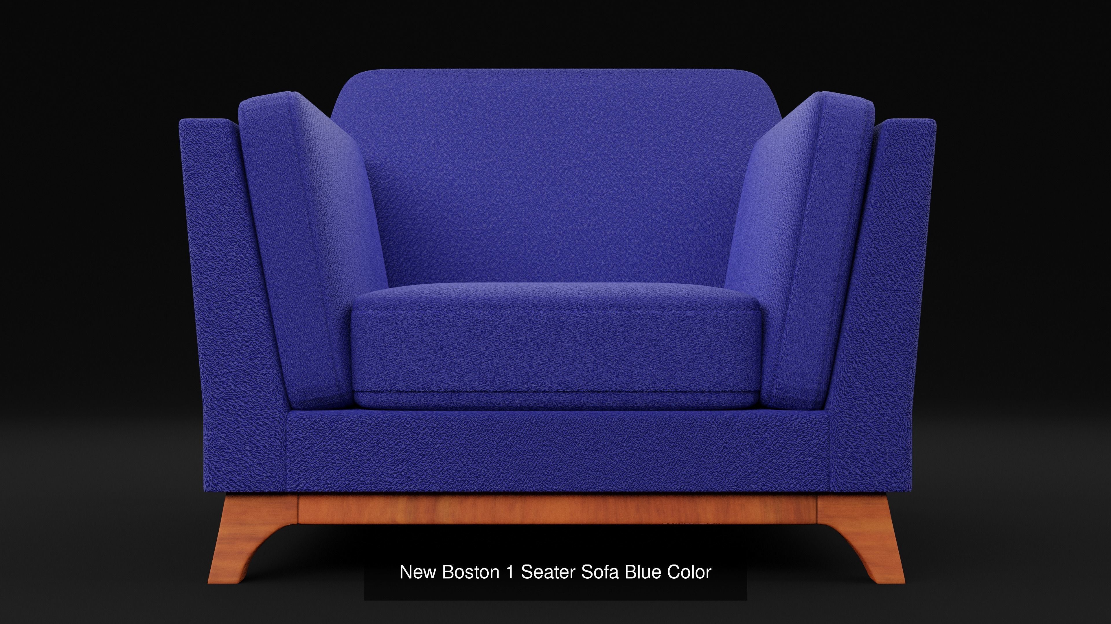 New 3D Boston Sofas Set Blue Color 3 Models 3D Collection _3